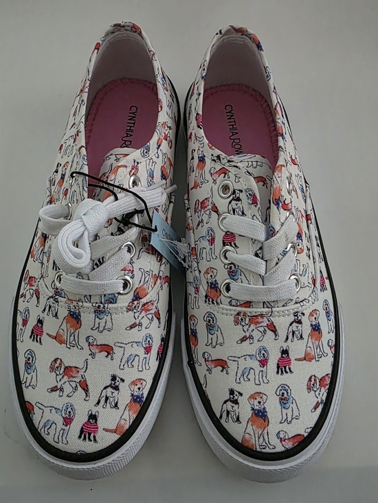 Cynthia Rowley Shoes - Cynthia Rowley White Canvas Dog Print Sneakers,size 8